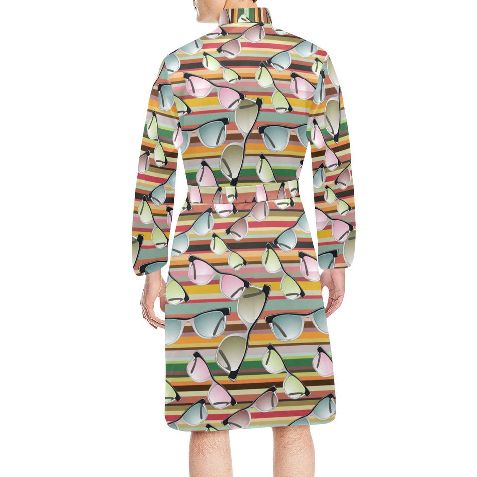 Sun Glasses Pattern Print Design 02 Men's Long Sleeve Belted Night Robe
