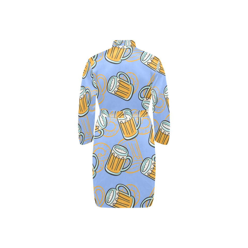 Beer pattern Men's Long Sleeve Belted Night Robe