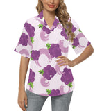 Cute Grape pattern Women's All Over Print Hawaiian Shirt