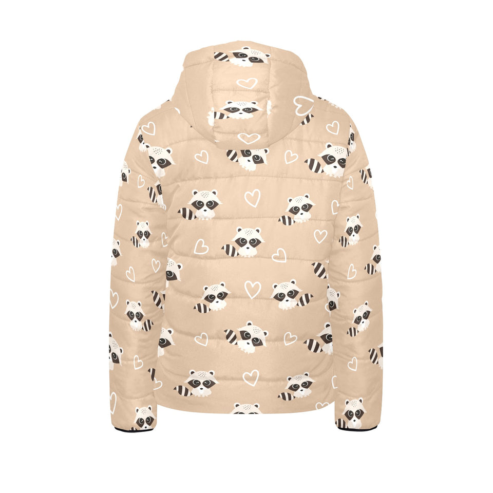 Cute raccoon heart pattern Kids' Boys' Girls' Padded Hooded Jacket