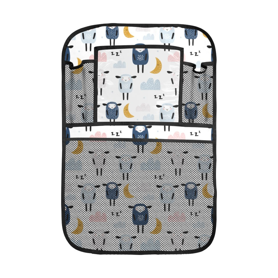 Cute sleeping sheep moon cloud pattern Car Seat Back Organizer