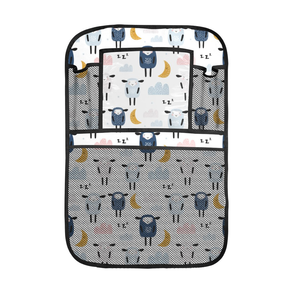 Cute sleeping sheep moon cloud pattern Car Seat Back Organizer