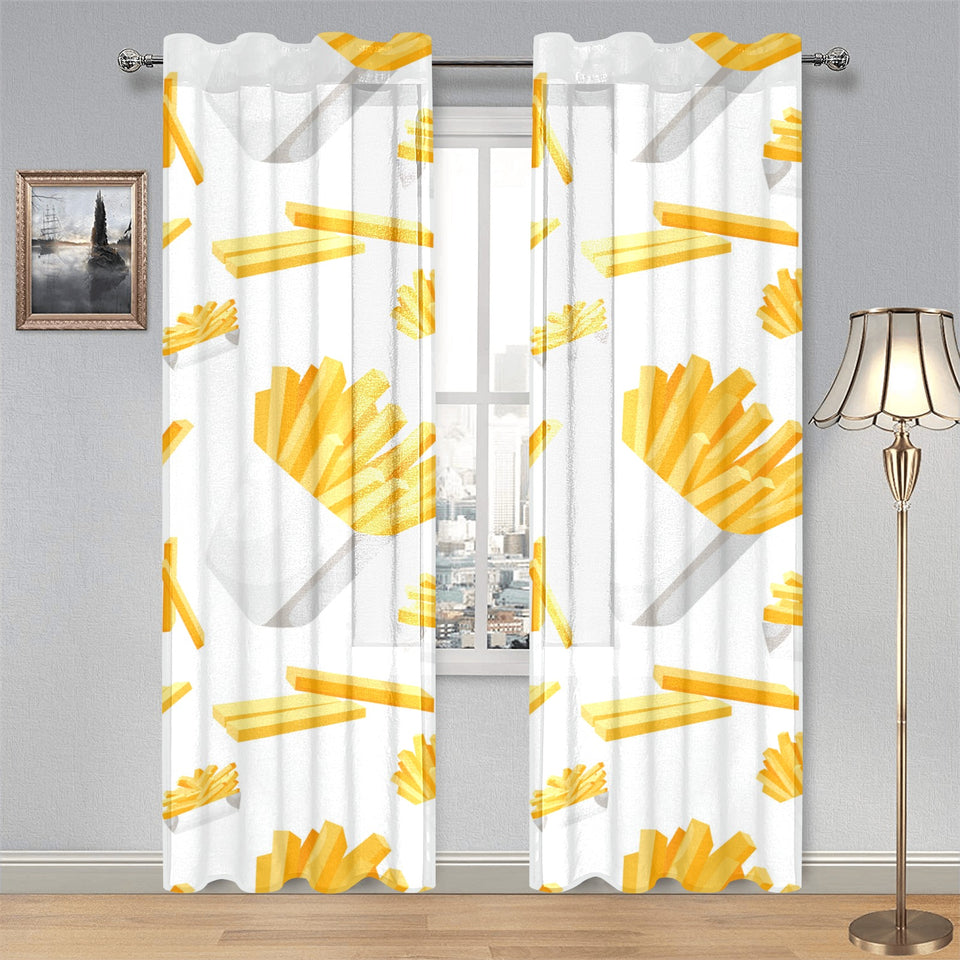 French fries white paper box pattern Gauze Curtain