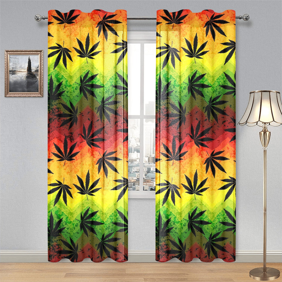 Canabis Marijuana Weed Pattern Print Design 03 Gauze Curtain