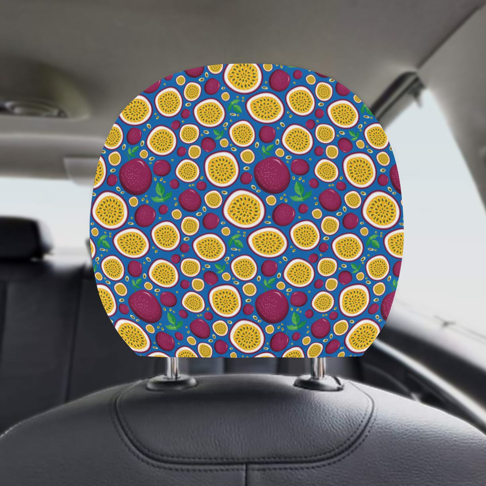 Passion fruit blue background Car Headrest Cover