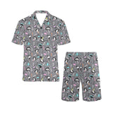 Ostrich Pattern Print Design 01 Men's V-Neck Short Pajama Set