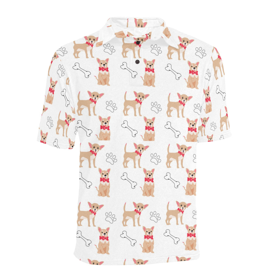 Chihuahua bone paw pattern Men's All Over Print Polo Shirt