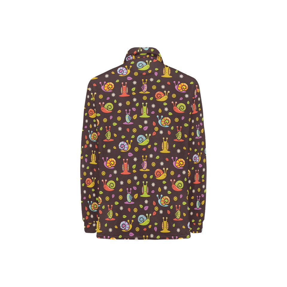 Snail Pattern Print Design 02 Women's Long Sleeve Polo Shirt