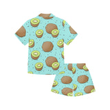 Kiwi blue background Kids' Boys' Girls' V-Neck Short Pajama Set