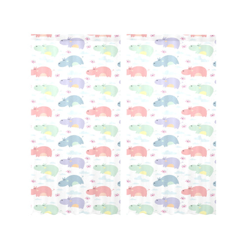 Hippopotamus Pattern Print Design 03 Gauze Curtain