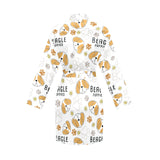 Cute beagle dog pattern background Women's Long Sleeve Belted Night Robe