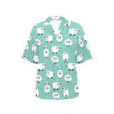Cute sheep green background Women's All Over Print Hawaiian Shirt