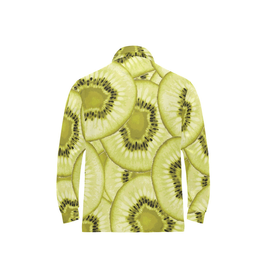 Sliced kiwi pattern Men's Long Sleeve Polo Shirt