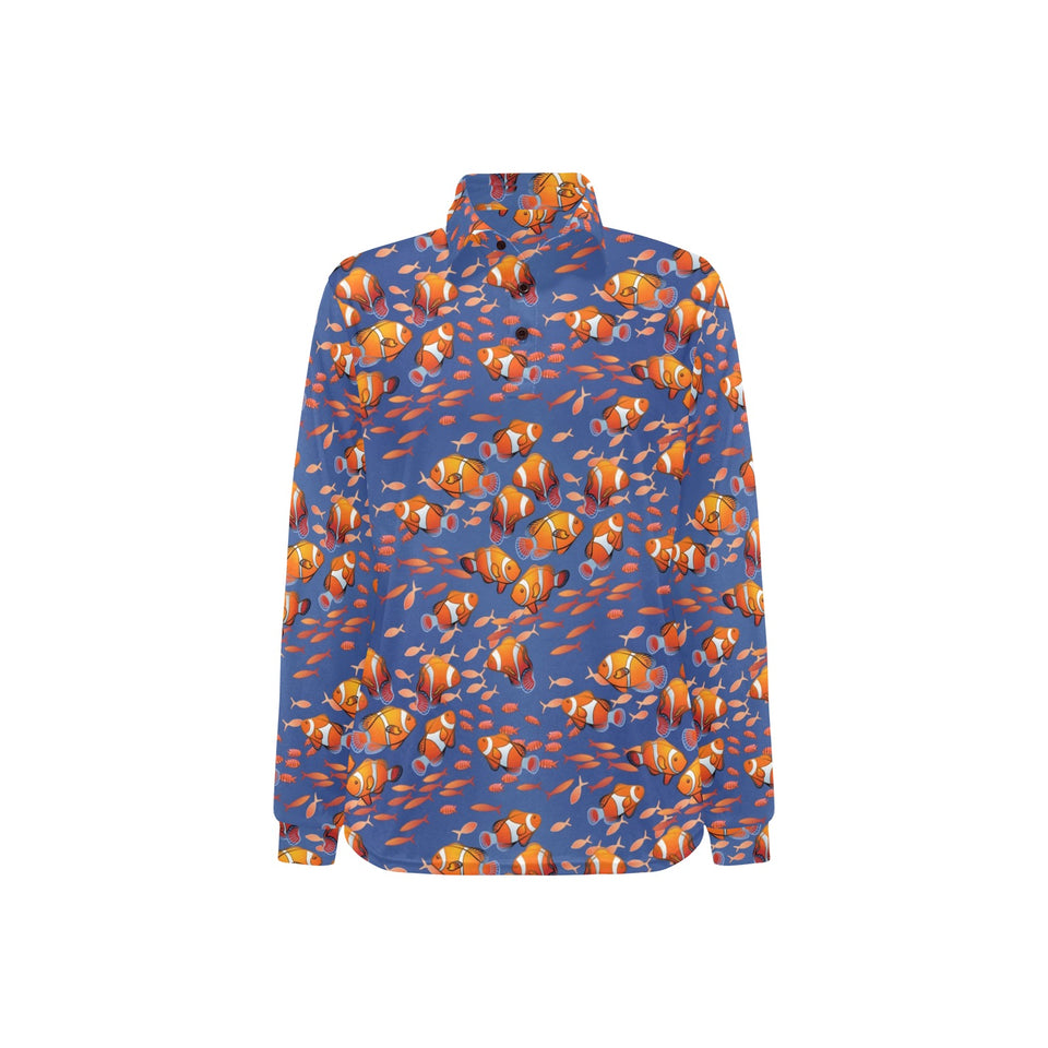 Clown Fish Pattern Print Design 04 Women's Long Sleeve Polo Shirt