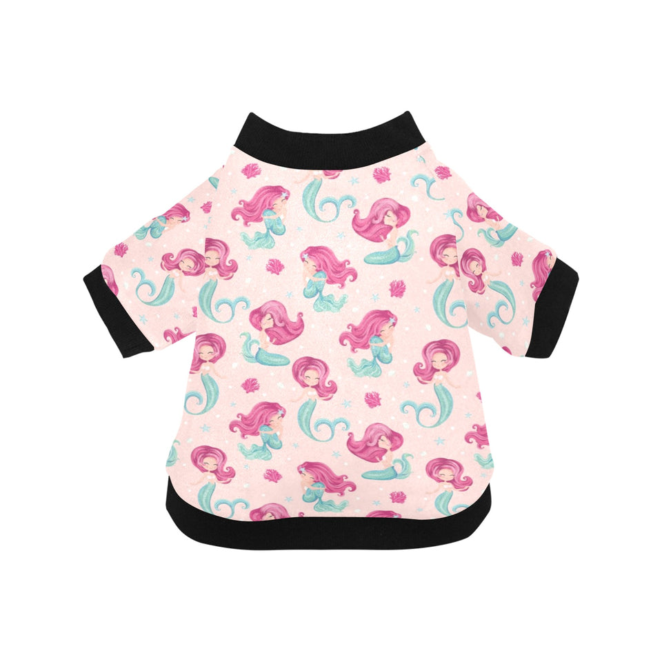 Cute little mermaid pattern All Over Print Pet Dog Round Neck Fuzzy Shirt