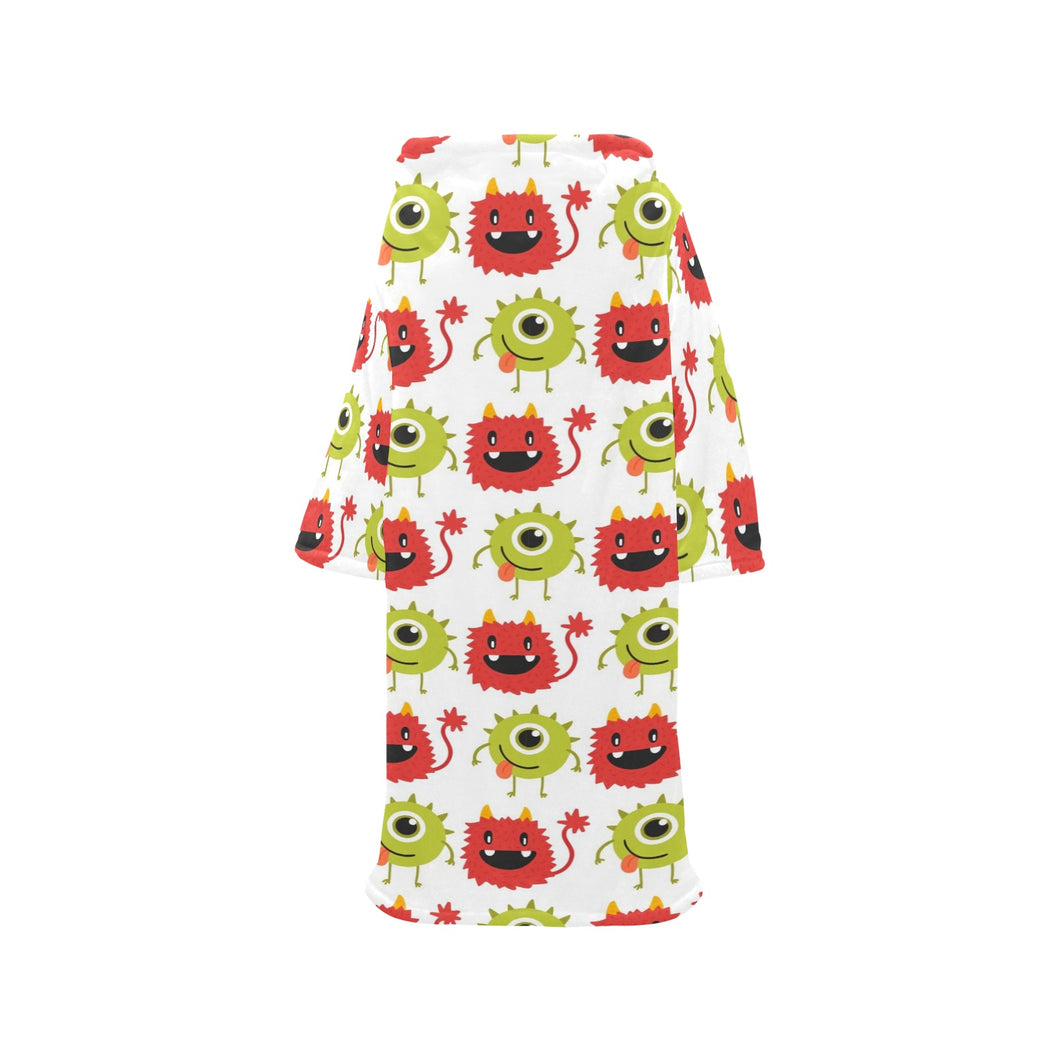 Alien Pattern Print Design 05 Blanket Robe with Sleeves