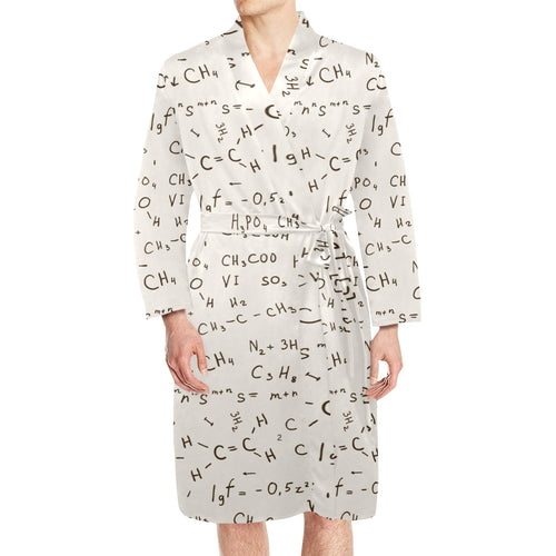 Chemistry Periodic Table Pattern Print Design 04 Men's Long Sleeve Belted Night Robe
