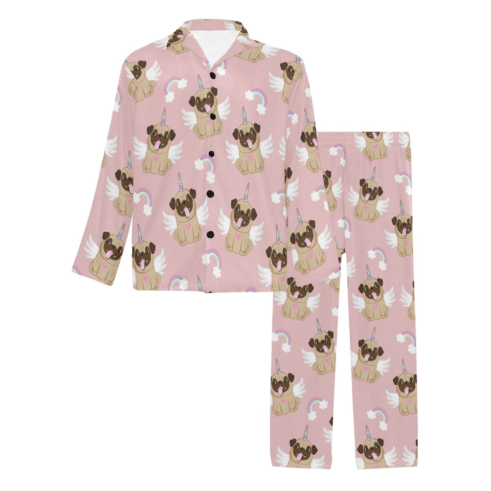 Cute unicorn pug pattern Men's Long Pajama Set