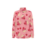 Cake cherry pattern Women's Long Sleeve Polo Shirt