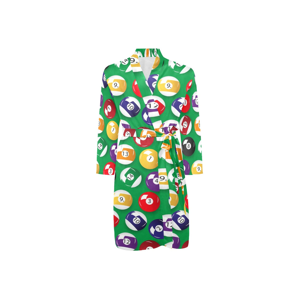 Billiard Ball Pattern Print Design 02 Men's Long Sleeve Belted Night Robe
