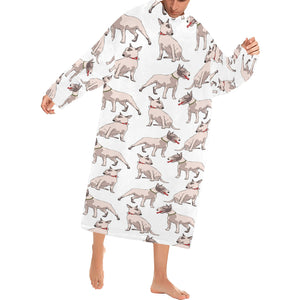 Bull Terrier Pattern Print Design 04 Blanket Robe with Sleeves