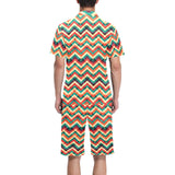 zigzag chevron colorful pattern Men's V-Neck Short Pajama Set