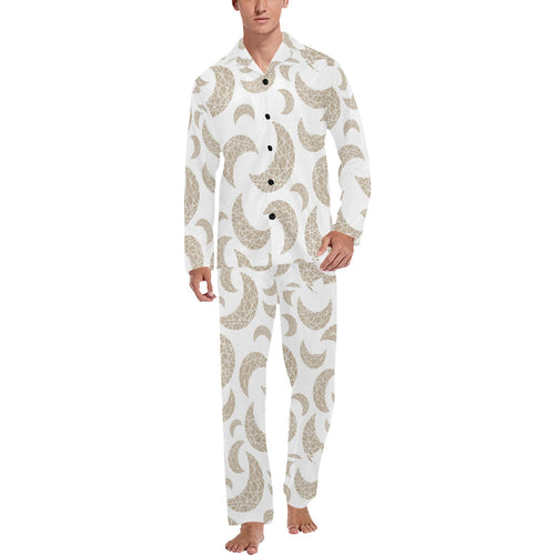 Cool gold moon abstract pattern Men's Long Pajama Set