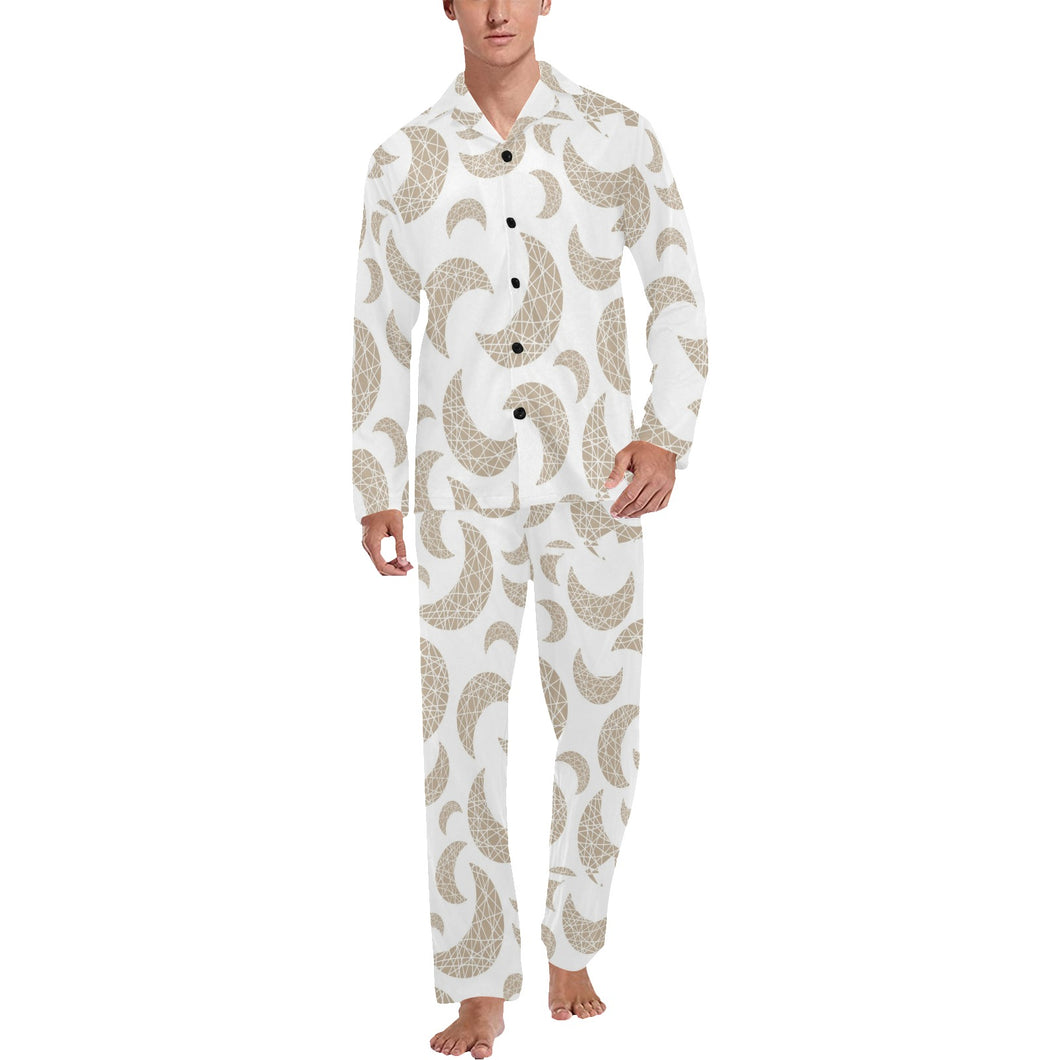 Cool gold moon abstract pattern Men's Long Pajama Set