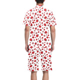 Ladybug Pattern Print Design 04 Men's V-Neck Short Pajama Set