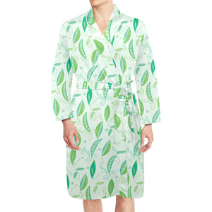 Green Peas Pattern Print Design 01 Men's Long Sleeve Belted Night Robe