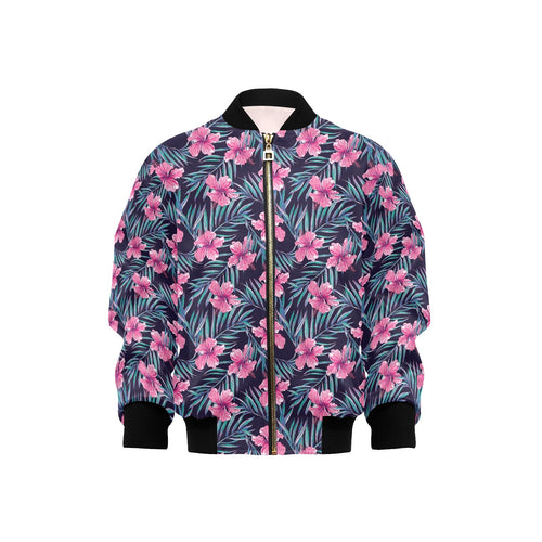 Hibiscus Pattern Print Design 05 Kids' Boys' Girls' Bomber Jacket
