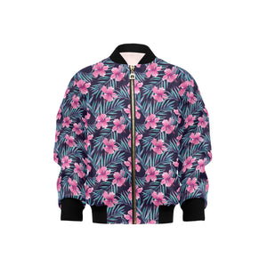 Hibiscus Pattern Print Design 05 Kids' Boys' Girls' Bomber Jacket