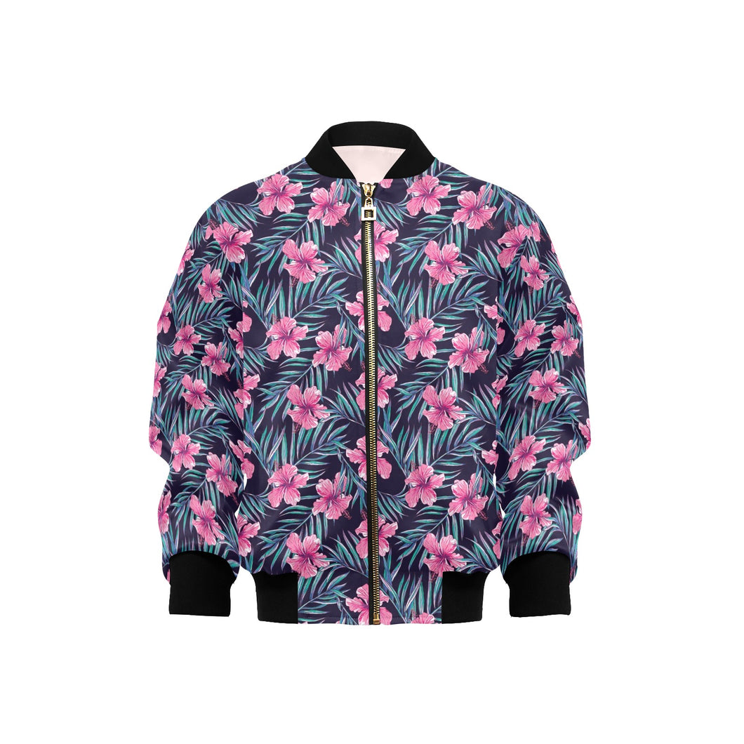 Hibiscus Pattern Print Design 05 Kids' Boys' Girls' Bomber Jacket