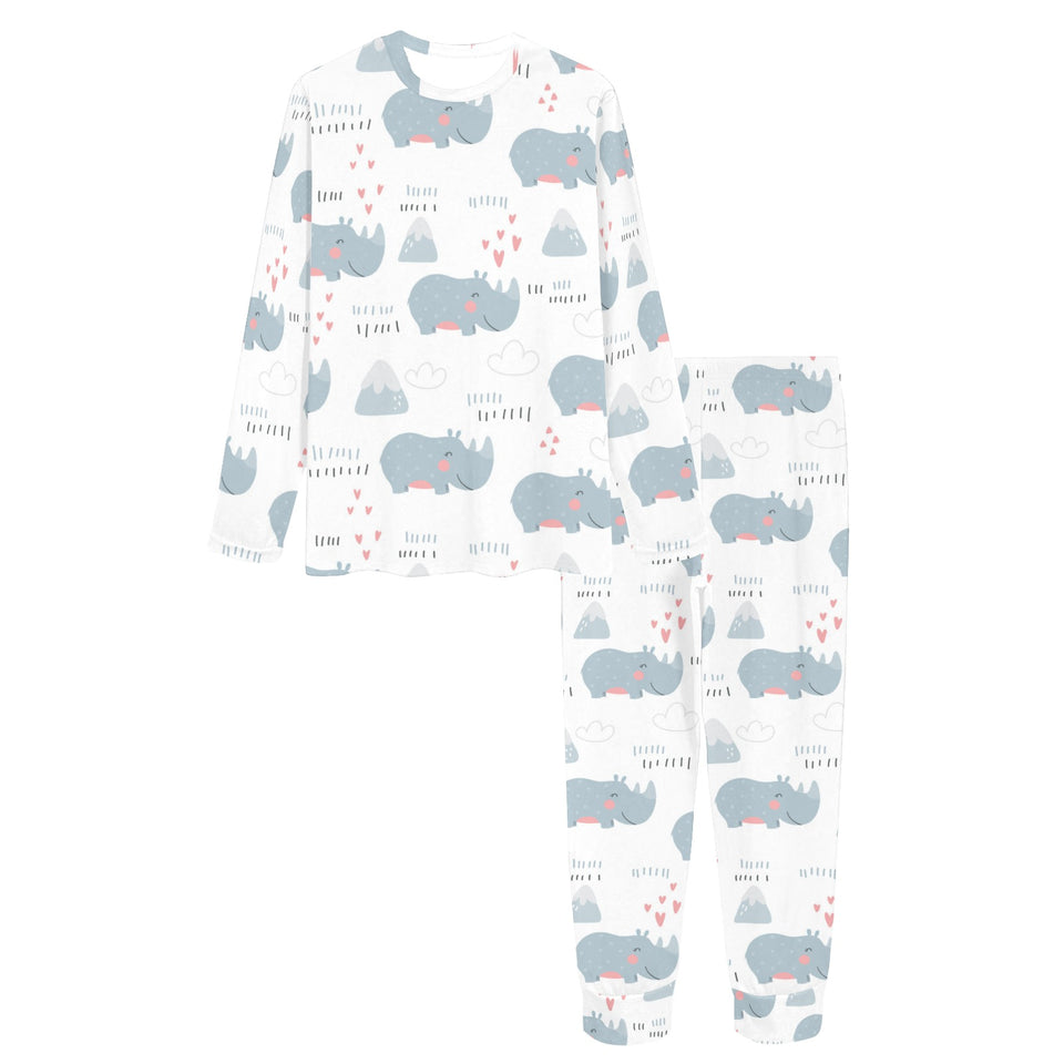 cute rhino heart pattern Women's All Over Print Pajama Set