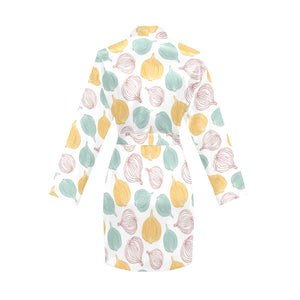 colorful onions white background Women's Long Sleeve Belted Night Robe