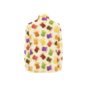 Bread Toast Pattern Print Design 02 Women's Long Sleeve Polo Shirt