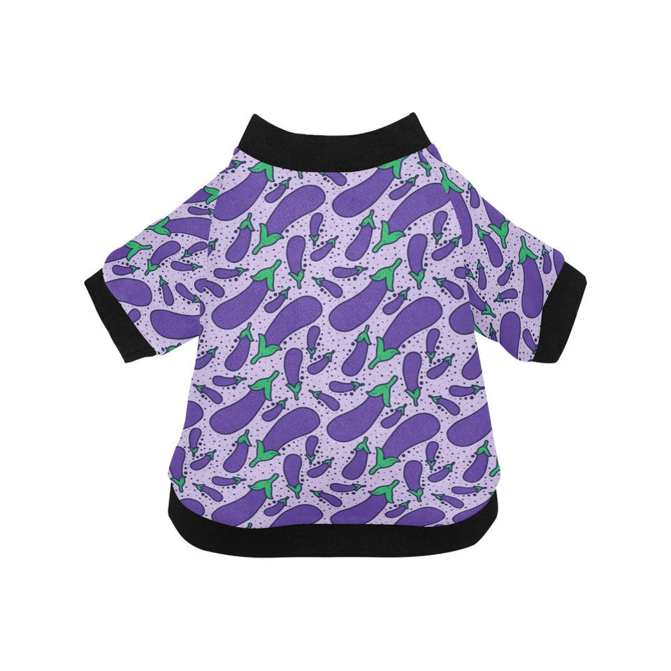 Eggplant Pattern Print Design 03 All Over Print Pet Dog Round Neck Fuzzy Shirt