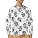 Hand drawn french fries pattern Men's Long Sleeve Polo Shirt