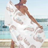 Cute sea otters pattern Beach Towel