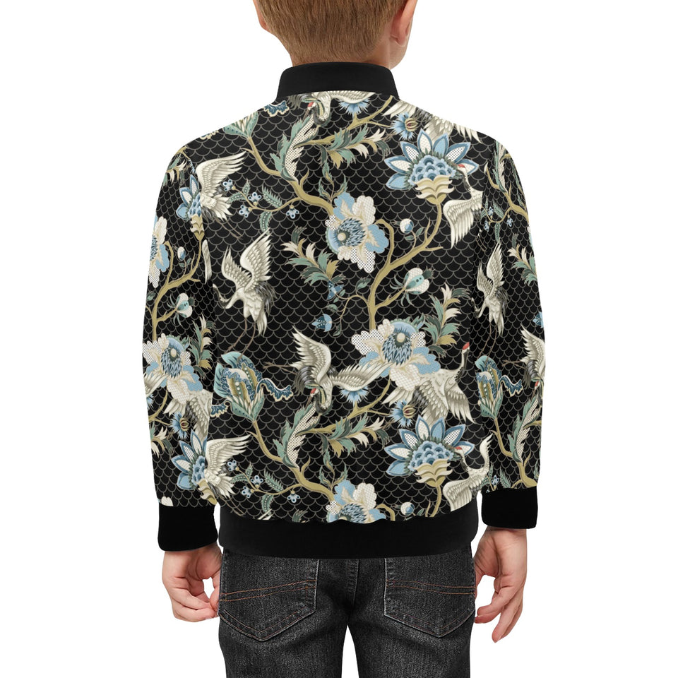 Japanese crane ornament elements Kids' Boys' Girls' Bomber Jacket