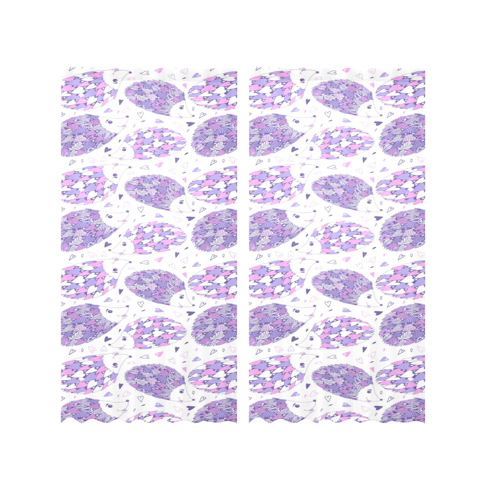 Hedgehog Pattern Print Design 05 Gauze Curtain