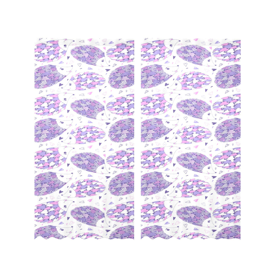 Hedgehog Pattern Print Design 05 Gauze Curtain