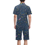 space pattern with planets, comets, constellations Men's V-Neck Short Pajama Set