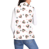 Cute pugs pink heart paw pattern Women's Padded Vest
