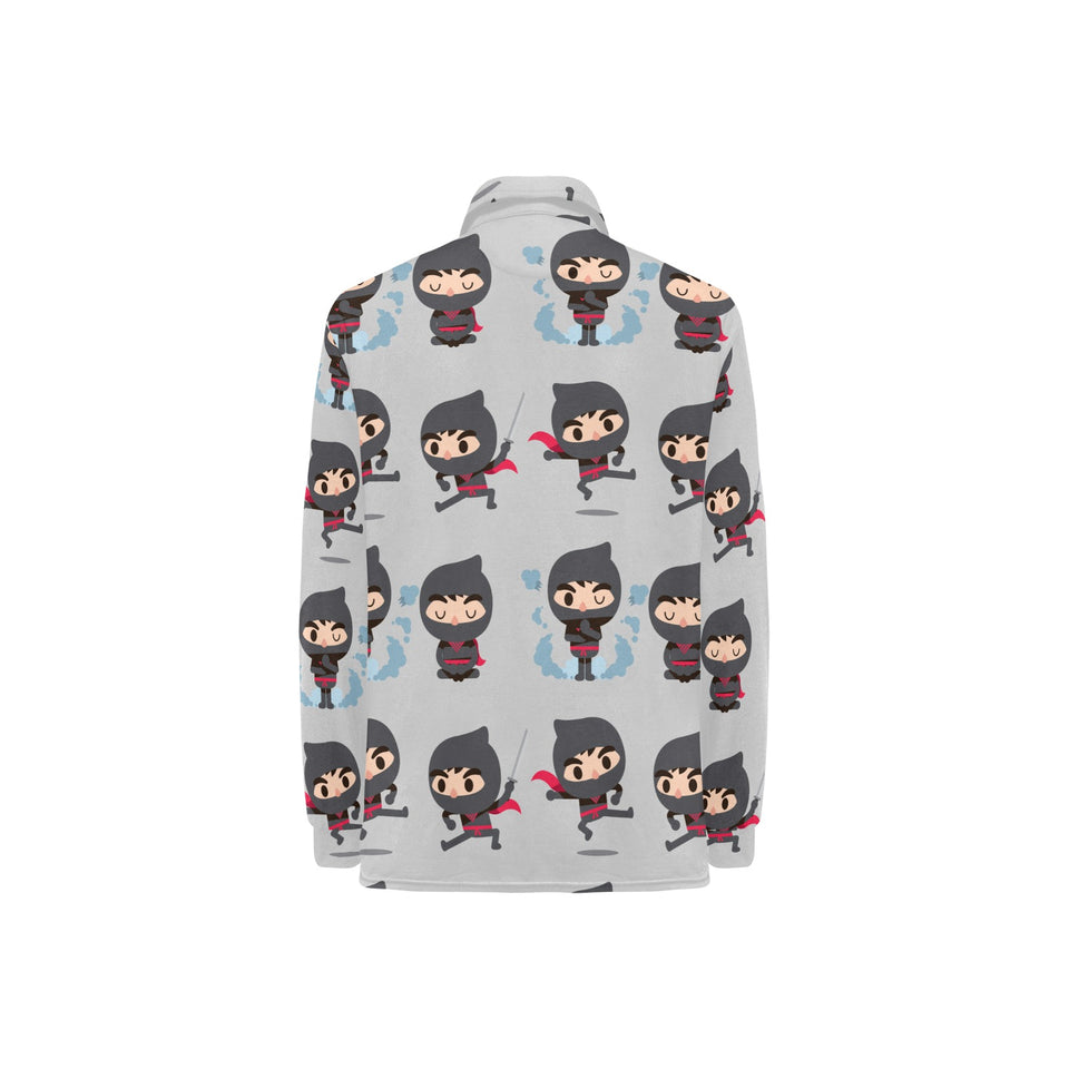 Cute ninja pattern Women's Long Sleeve Polo Shirt
