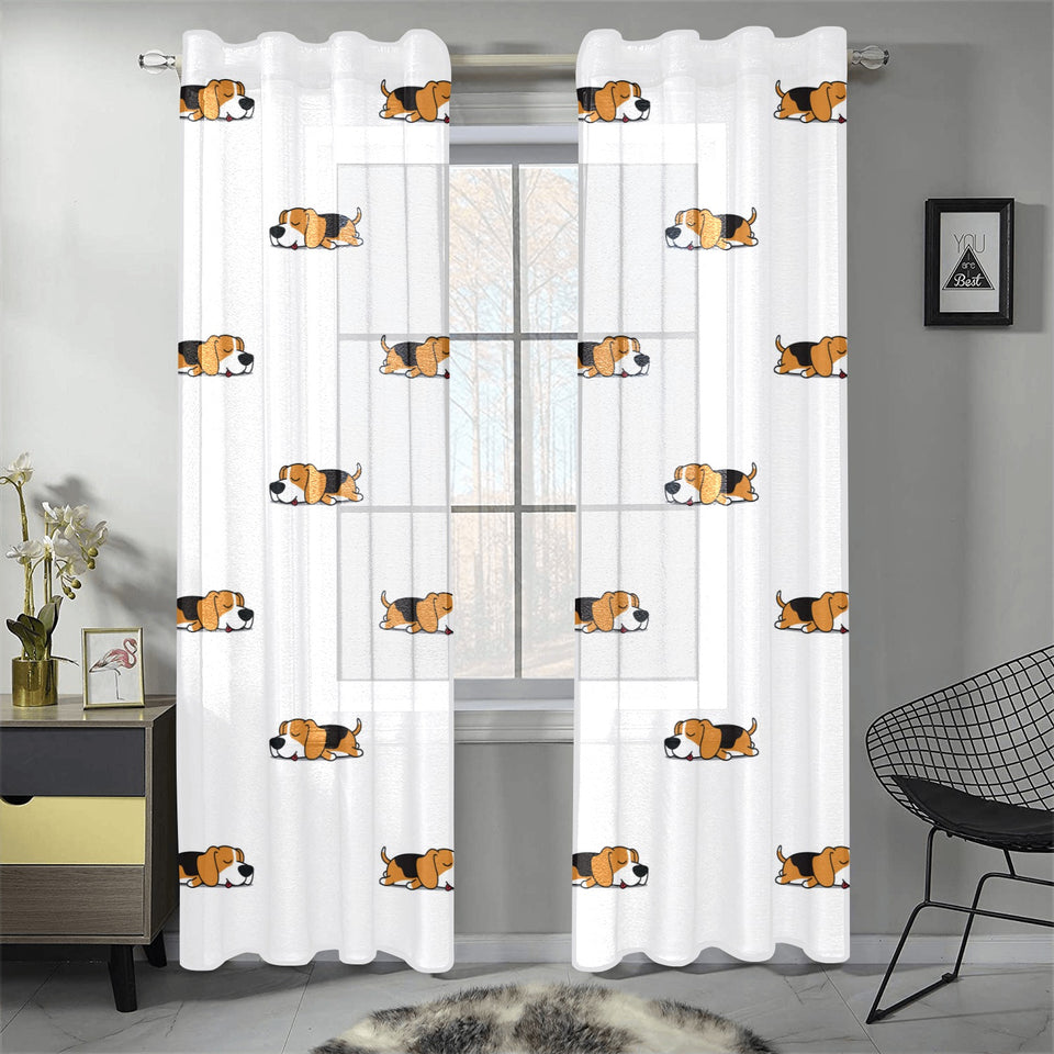Cute beagle dog sleeping pattern Gauze Curtain