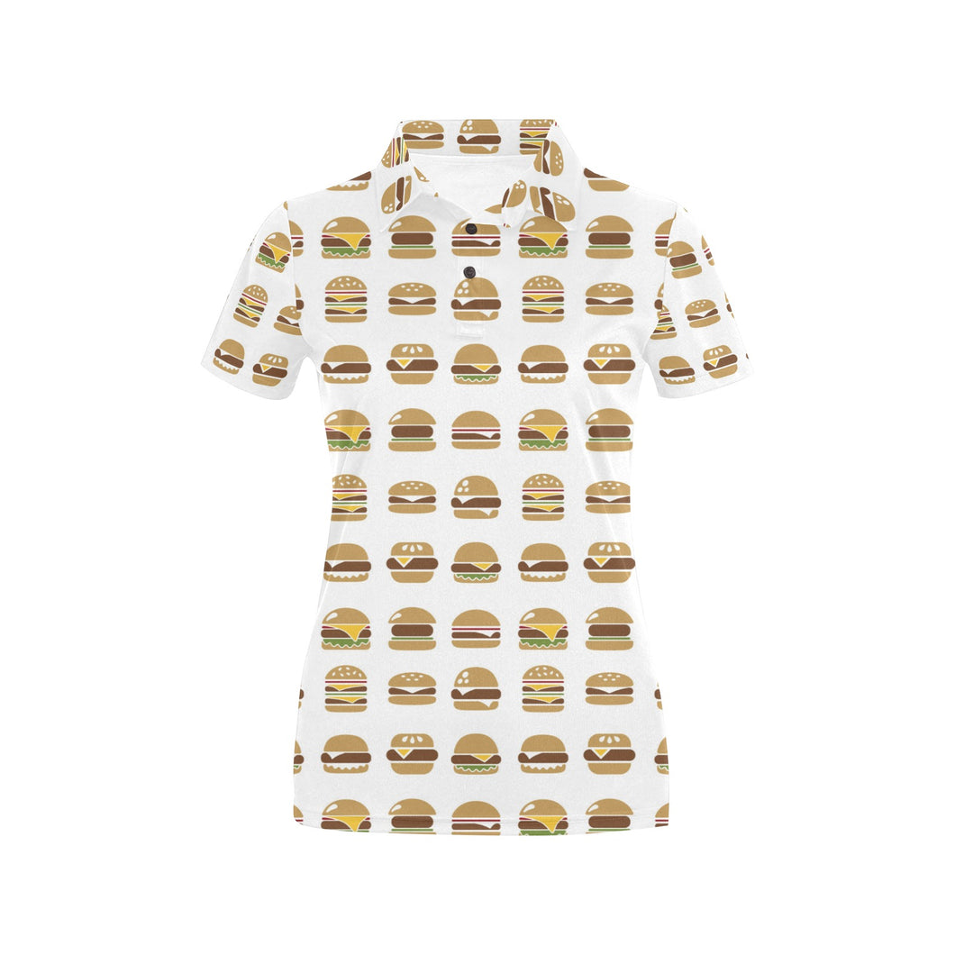 Hamburger Pattern Print Design 02 Women's All Over Print Polo Shirt