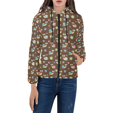 Snail Pattern Print Design 03 Women's Padded Hooded Jacket