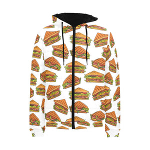 Sandwich Pattern Print Design 02 Men's Padded Hooded Jacket
