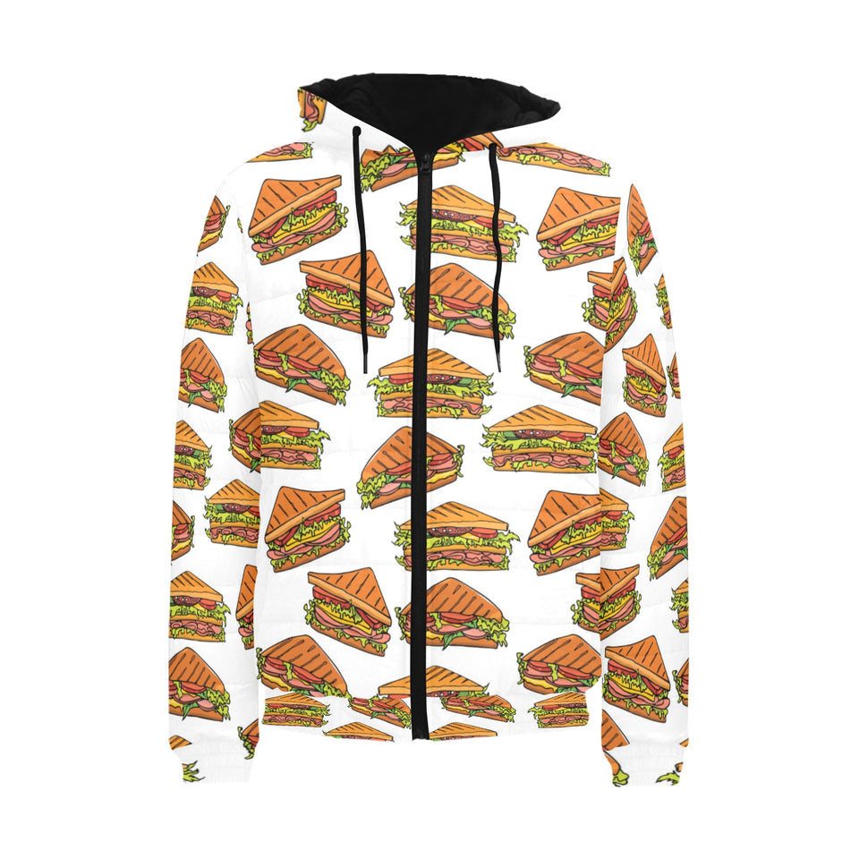 Sandwich Pattern Print Design 02 Men's Padded Hooded Jacket